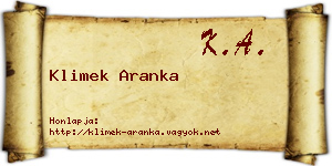 Klimek Aranka névjegykártya